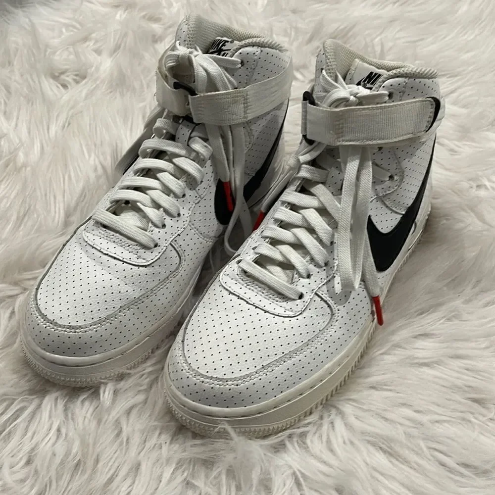 Nike Air Force 1 Youth High Tops - Perforated White & Black Size 6.5Y